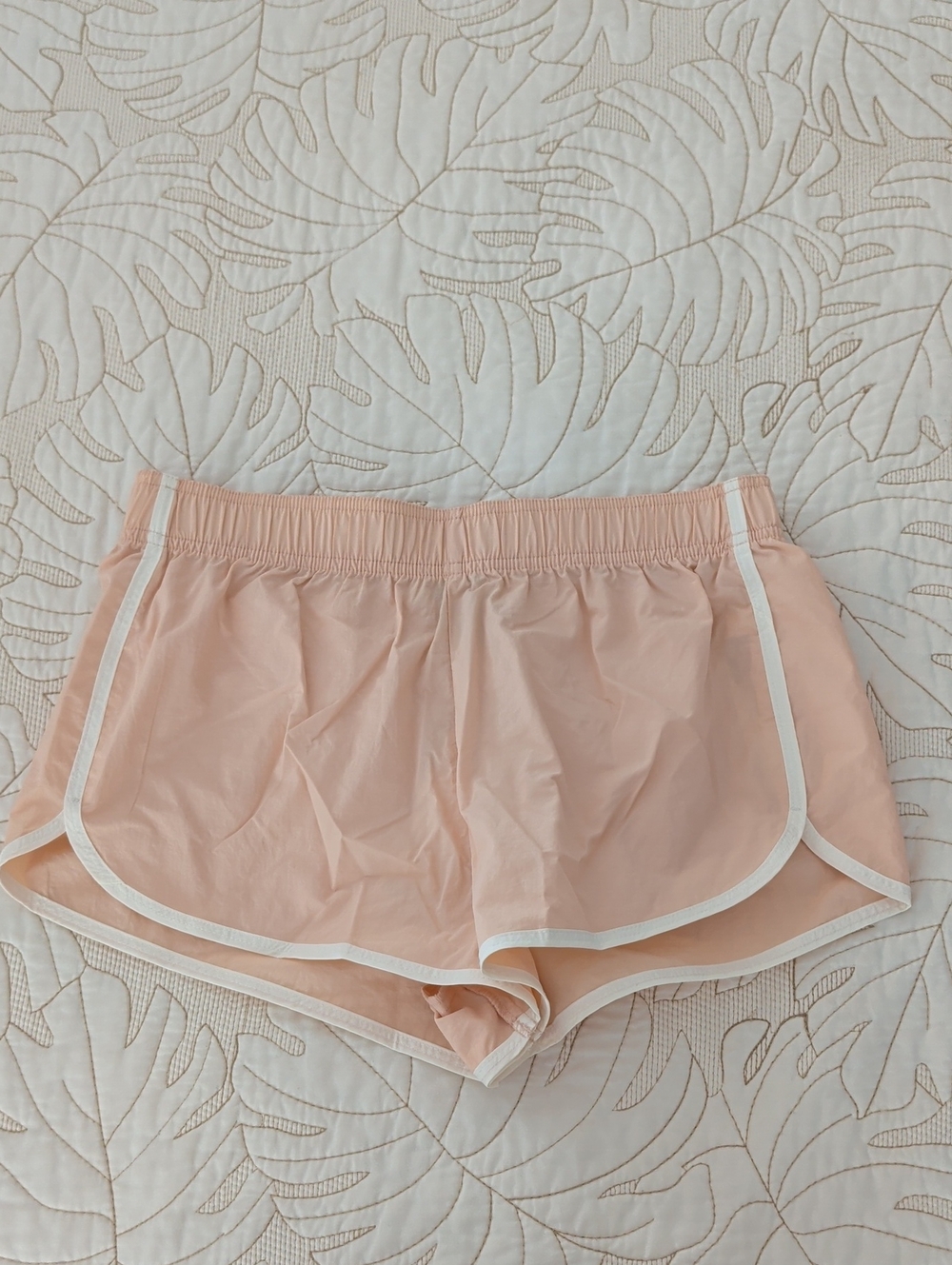 Peach Lounge Running Shorts with White Trim